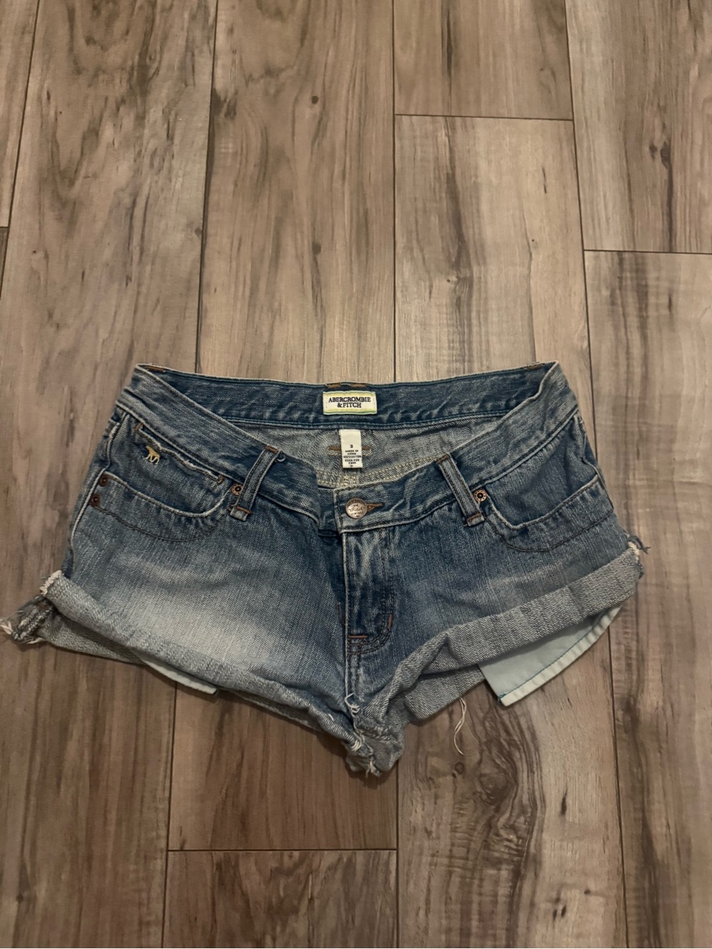 Y2k Abercrombie & Fitch Women's Light Blue mini Denim Shorts